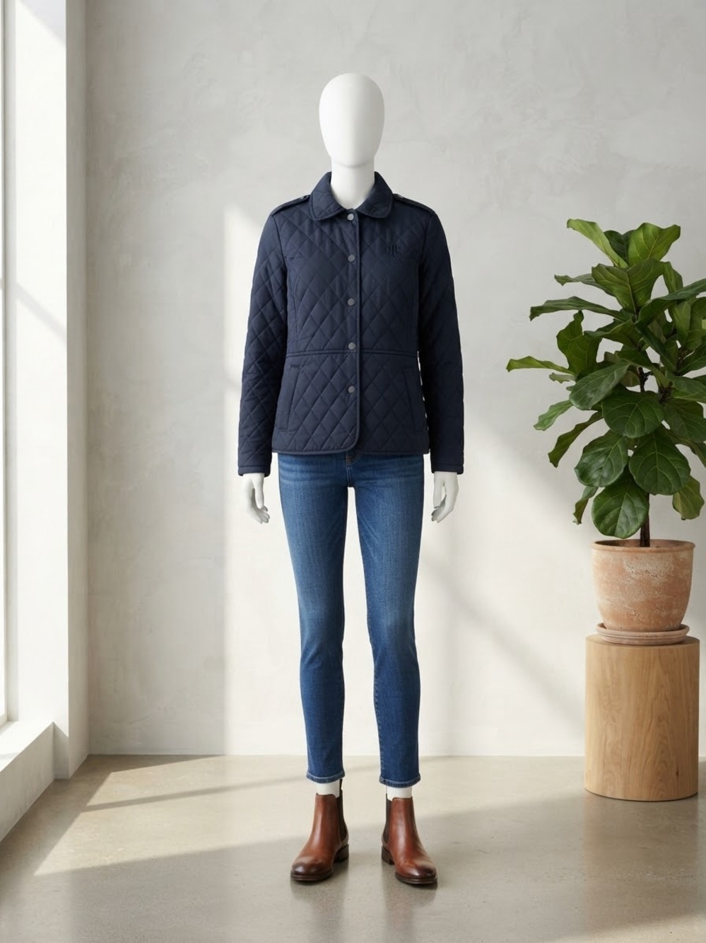 Tommy Hilfiger Navy Quilted Snap-Front Jacket